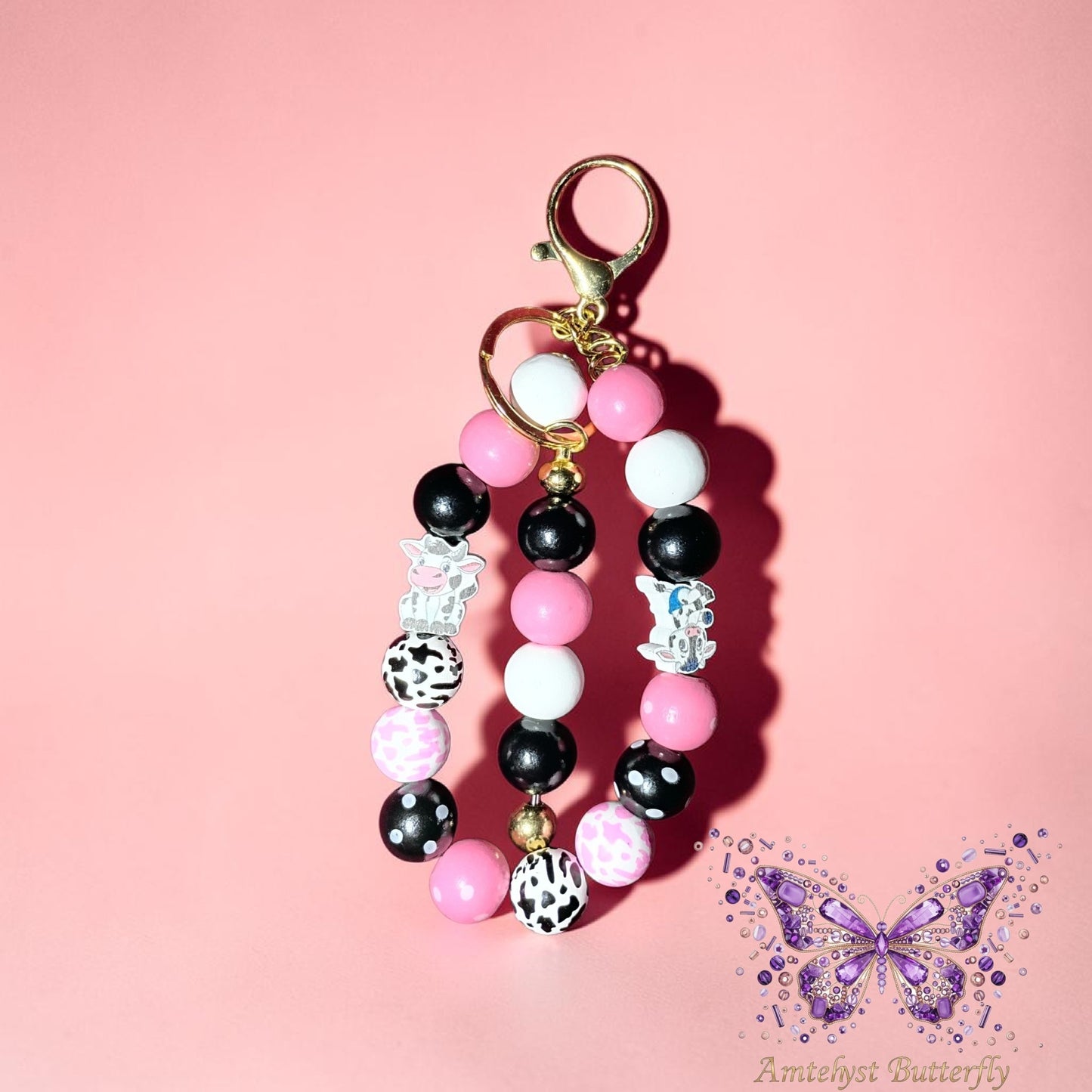 Wristlet keychain (Cow)