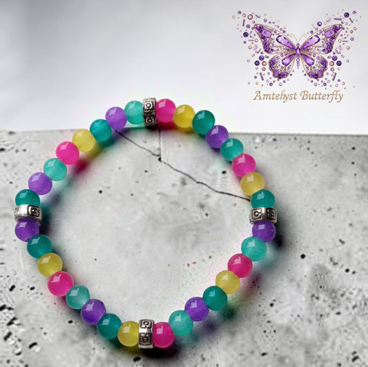 Colorful Pastel Bead Stretch Bracelet- Adult