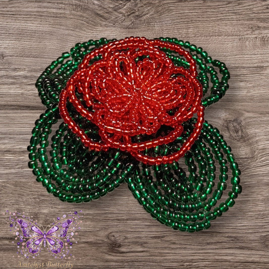 Beaded Rose in flower pot