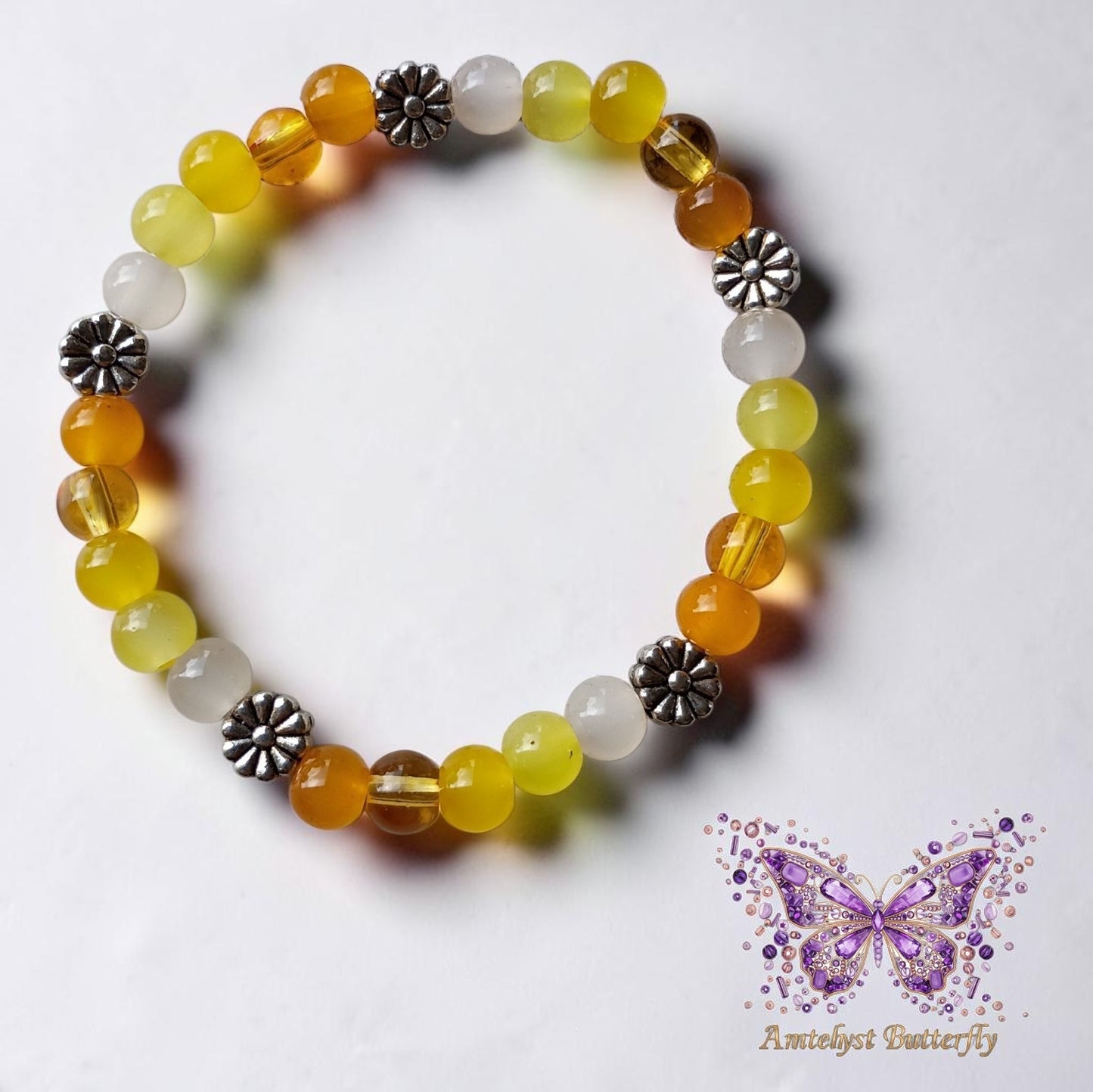 Yellow & White Stretch Bracelet- Kids