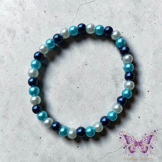 Blue Pearl Stretch Bracelet - Adult