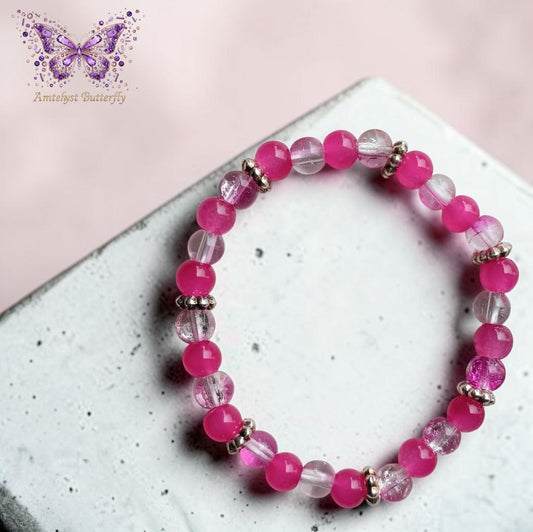 Pink Beaded Stretch Bracelet- Kids
